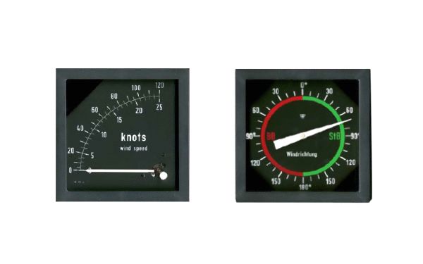 Indicador analógico encastrable de sentido y velocidad de viento